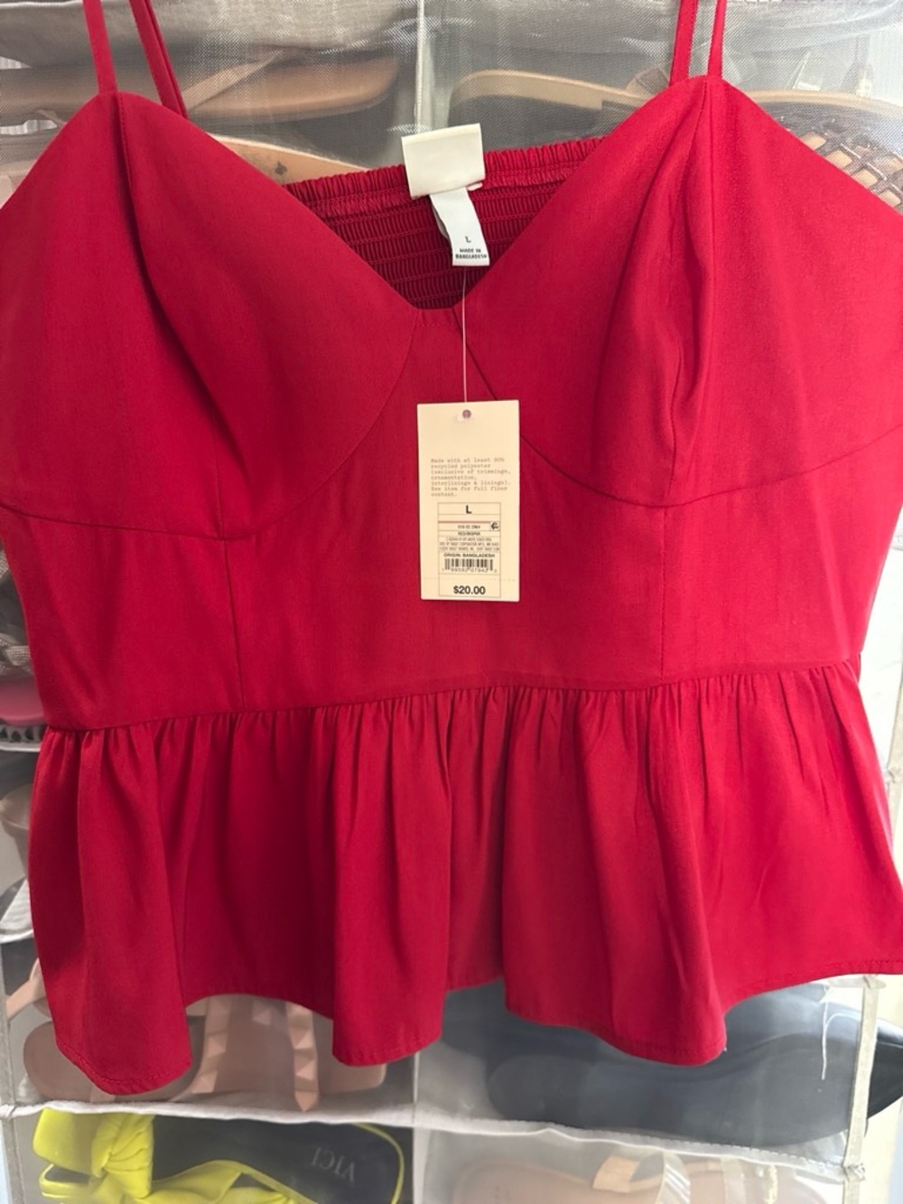 a new day Red Peplum Cami Top